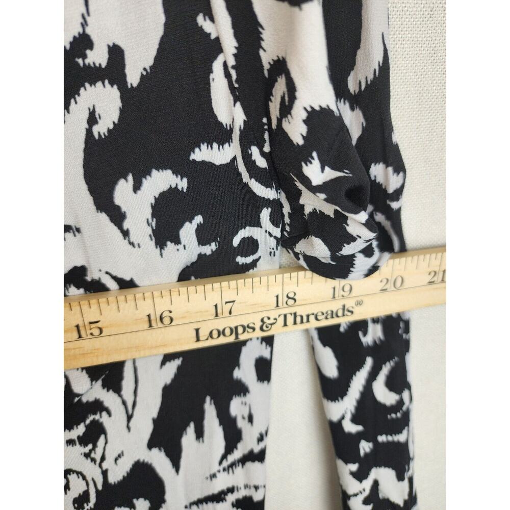 Alberto Makali Wrap Top Black White Ruffle Neck 3/4 Sleeve Lightweight Size L - Picture 4 of 7